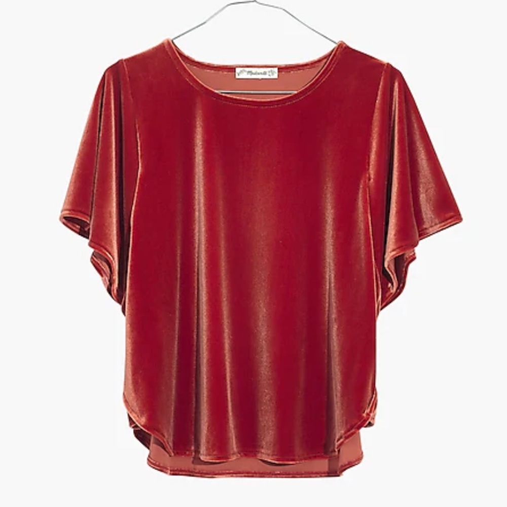 Madewell Velvet Butterfly Top Cinnabar Orange Rust Size Small